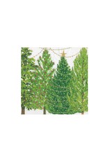 Caspari Christmas Paper Cocktail Napkins 20pk Christmas Trees With Lights
