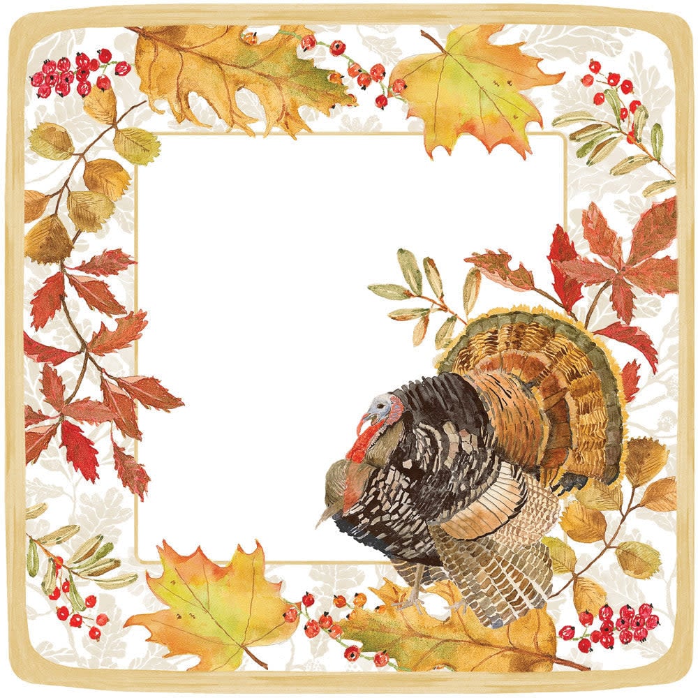 Caspari Thanksgiving Setting Paper Dinner Plates - 8 Per Package