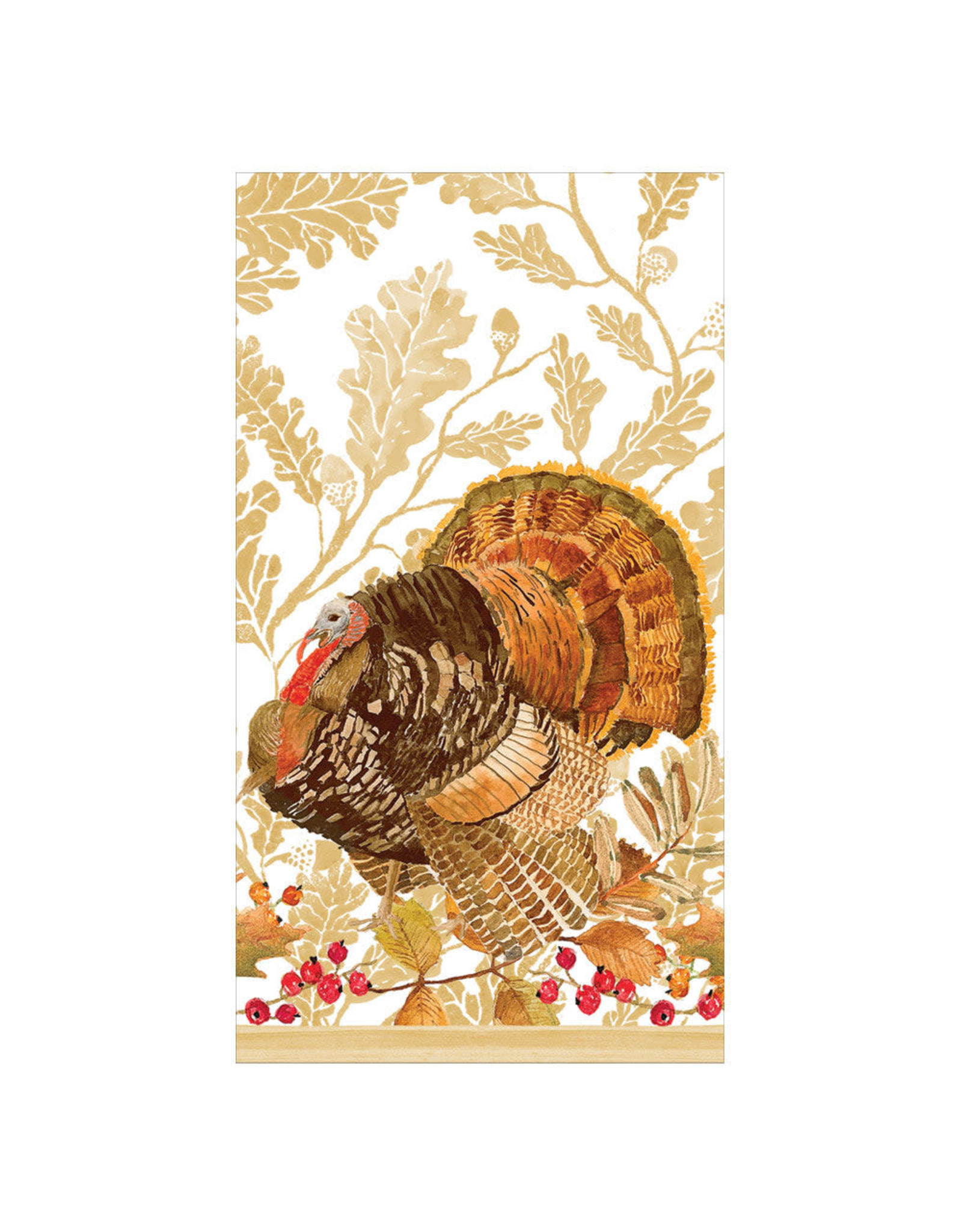 Caspari Thanksgiving Guest Towel Napkins 15pk Woodland Turkey