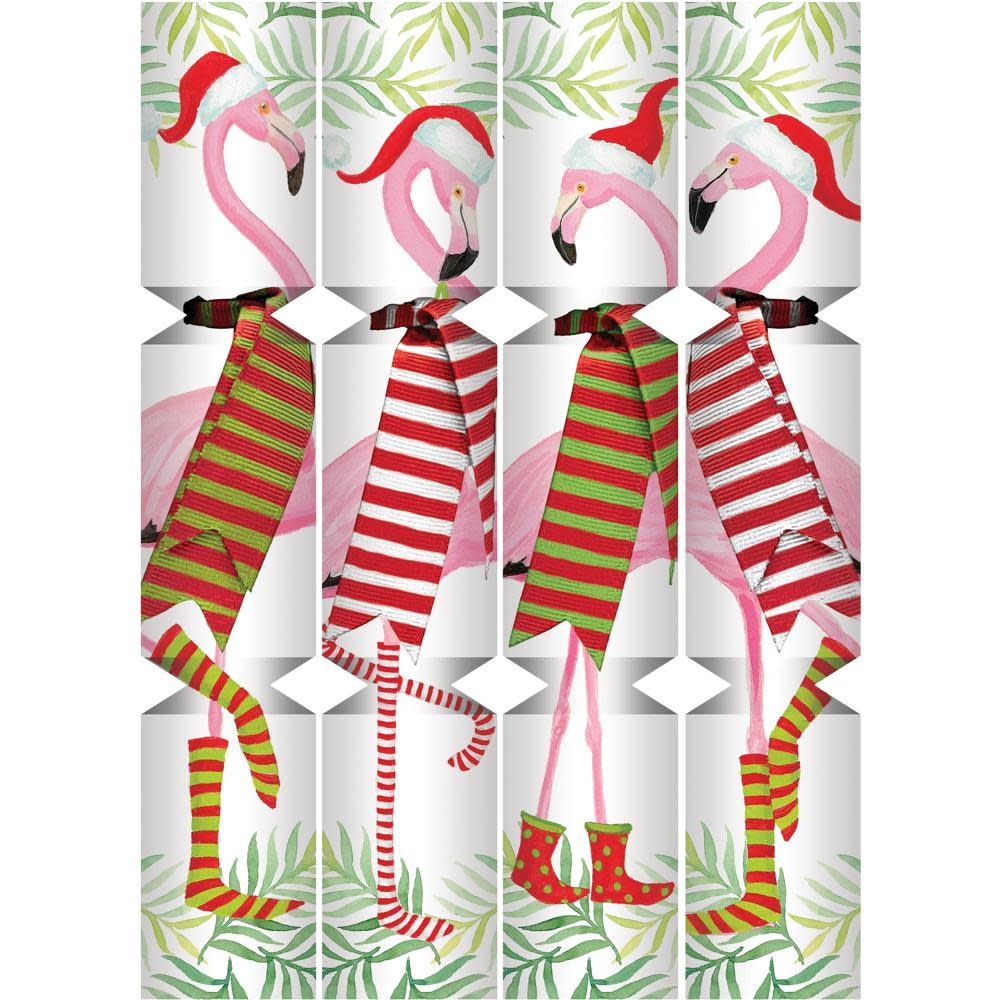 Caspari Celebration Crackers 8pk Christmas Flamingos Digs N Gifts