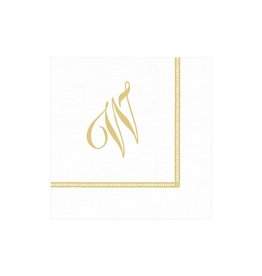 Caspari Monogram Initial W Paper Cocktail Napkins 20pk