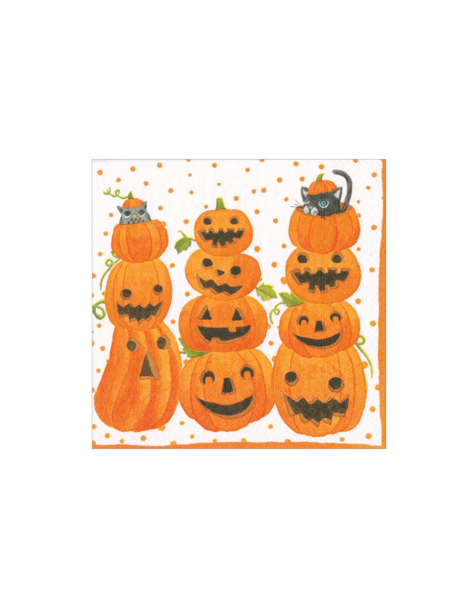 Caspari Halloween Paper Cocktail Napkins 20pk Jack O Lanterns Pumpkins