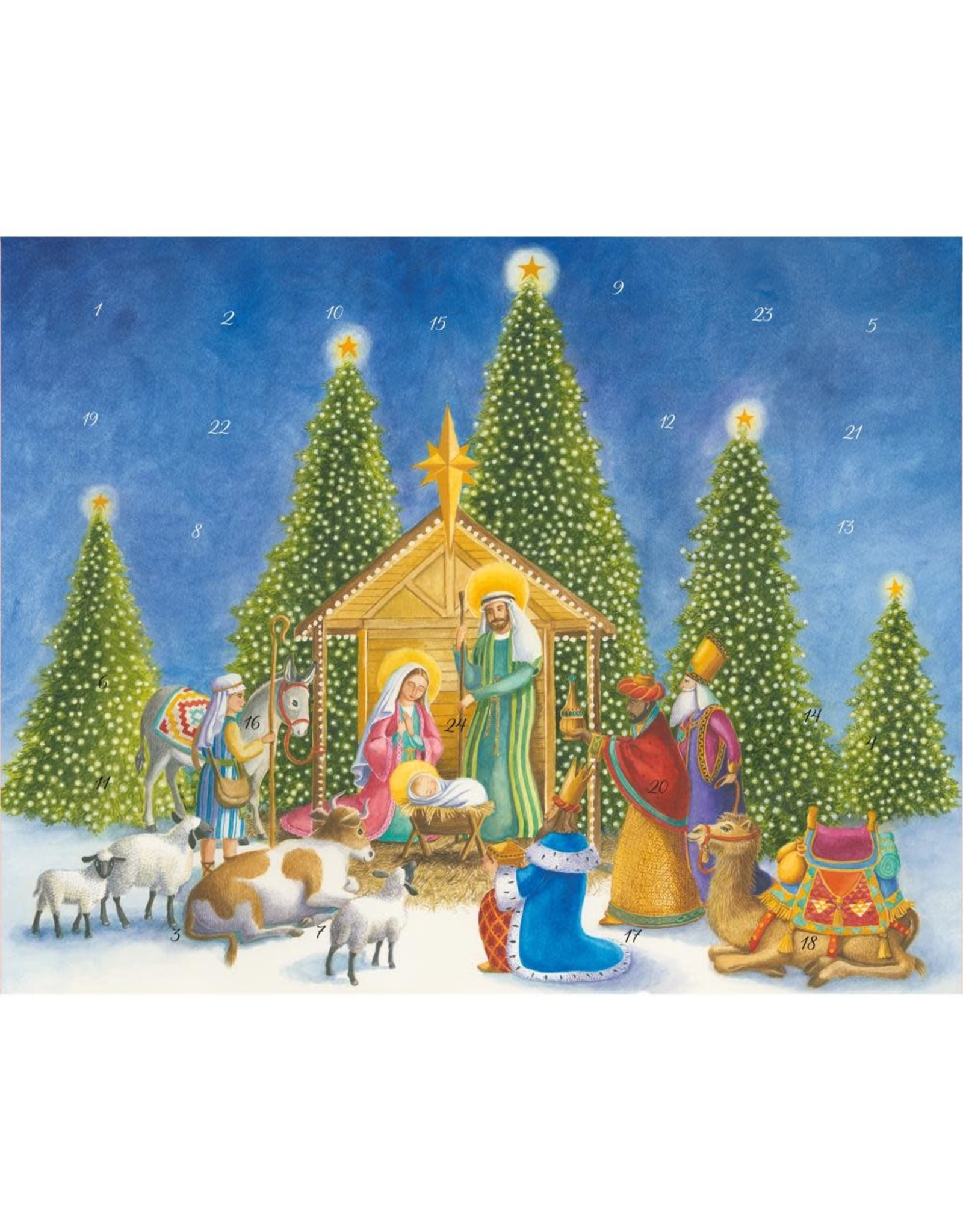 Caspari Christmas Advent Calendar With Nativity Scene