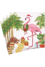 Caspari Christmas Flamingos Paper Cocktail Napkins 20pk
