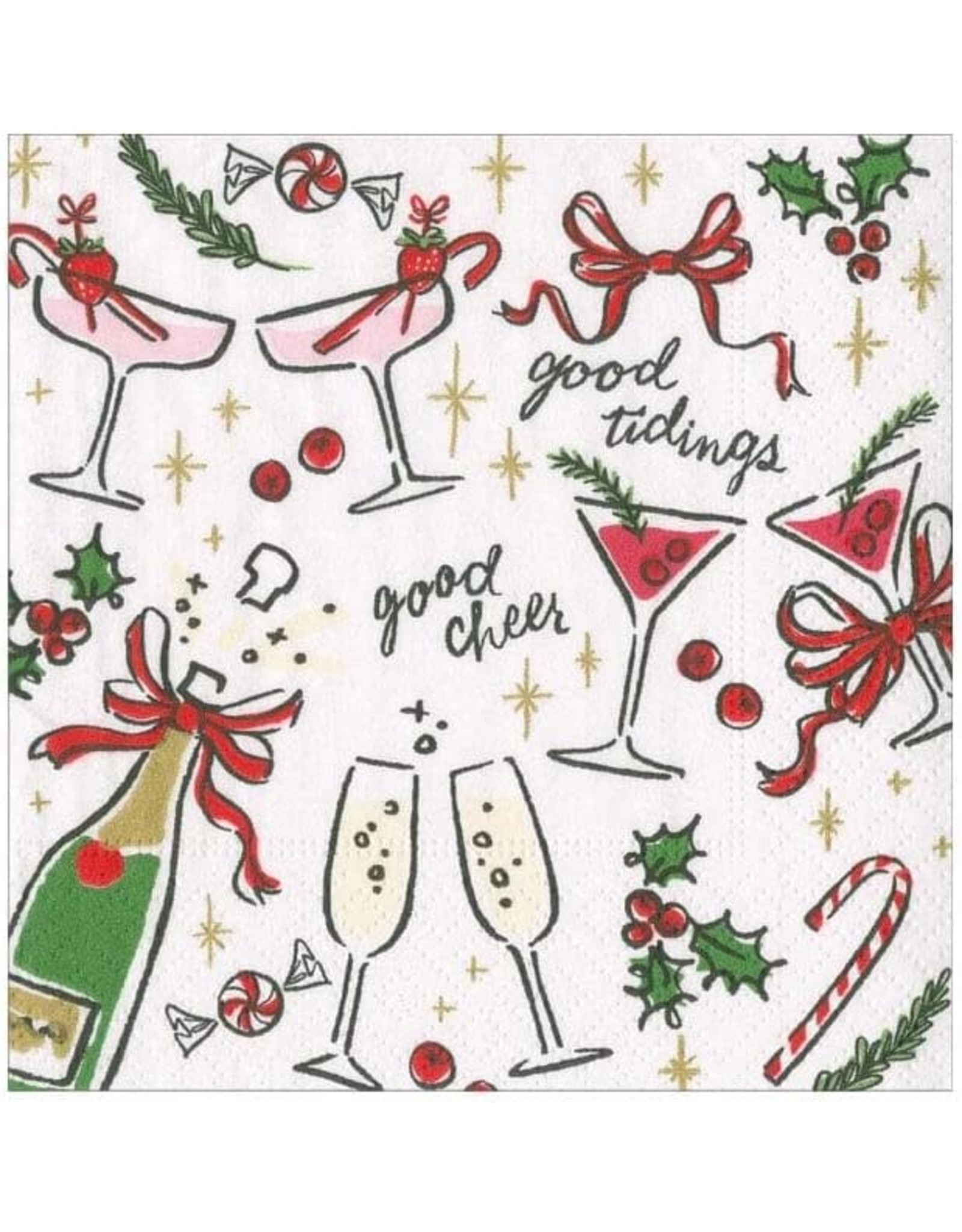 Caspari Christmas Paper Cocktail Napkins 20pk Lets Be Merry