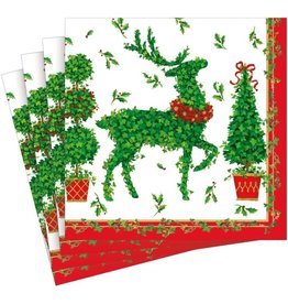 Caspari Christmas Paper Cocktail Napkins 20pk Animal Topiaries