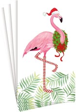 Caspari Christmas Flamingos Guest Towel Napkins 15pk