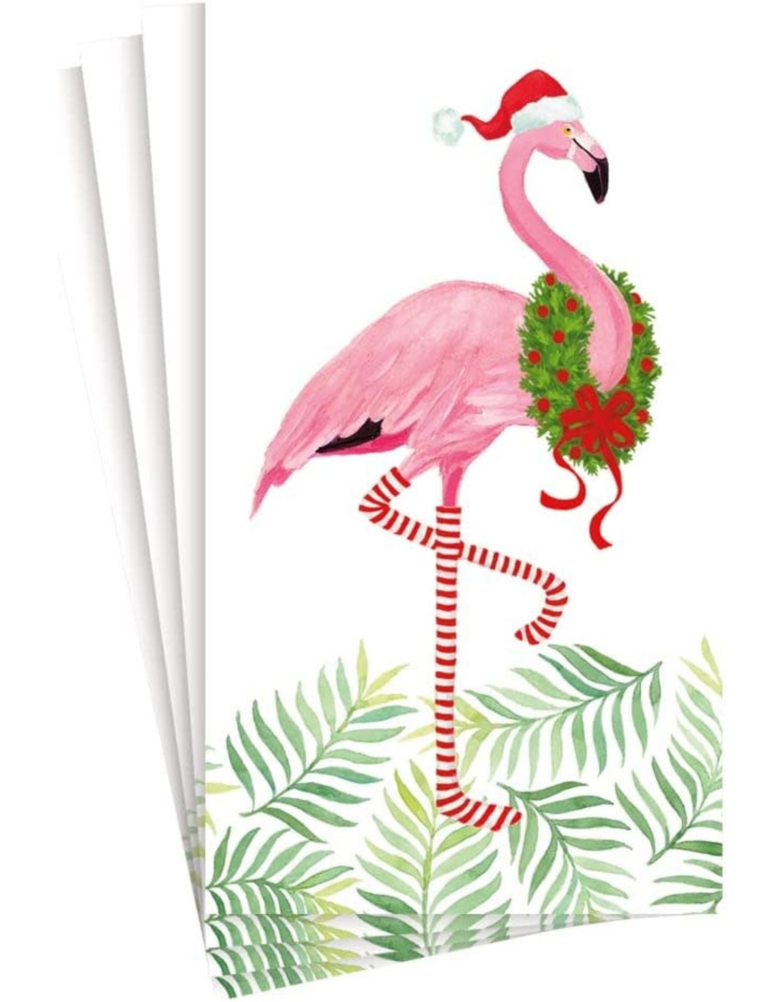 Caspari Christmas Flamingos Guest Towel Napkins 15pk