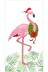 Caspari Christmas Flamingos Guest Towel Napkins 15pk