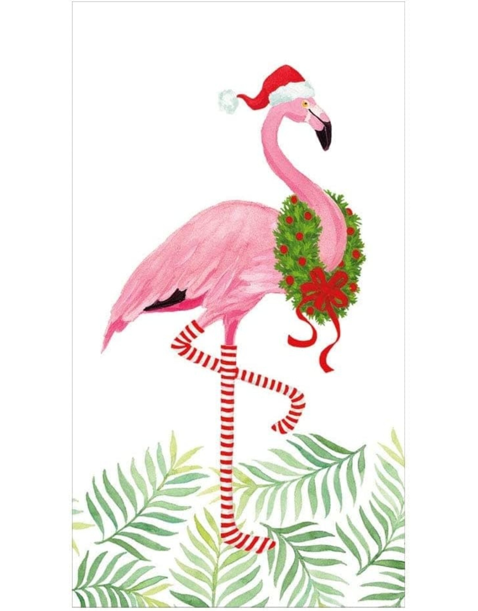 Caspari Christmas Flamingos Guest Towel Napkins 15pk