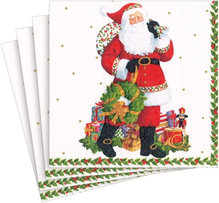 Caspari Christmas Paper Luncheon Napkins 20pk Jolly St. Nick Digs N Gifts