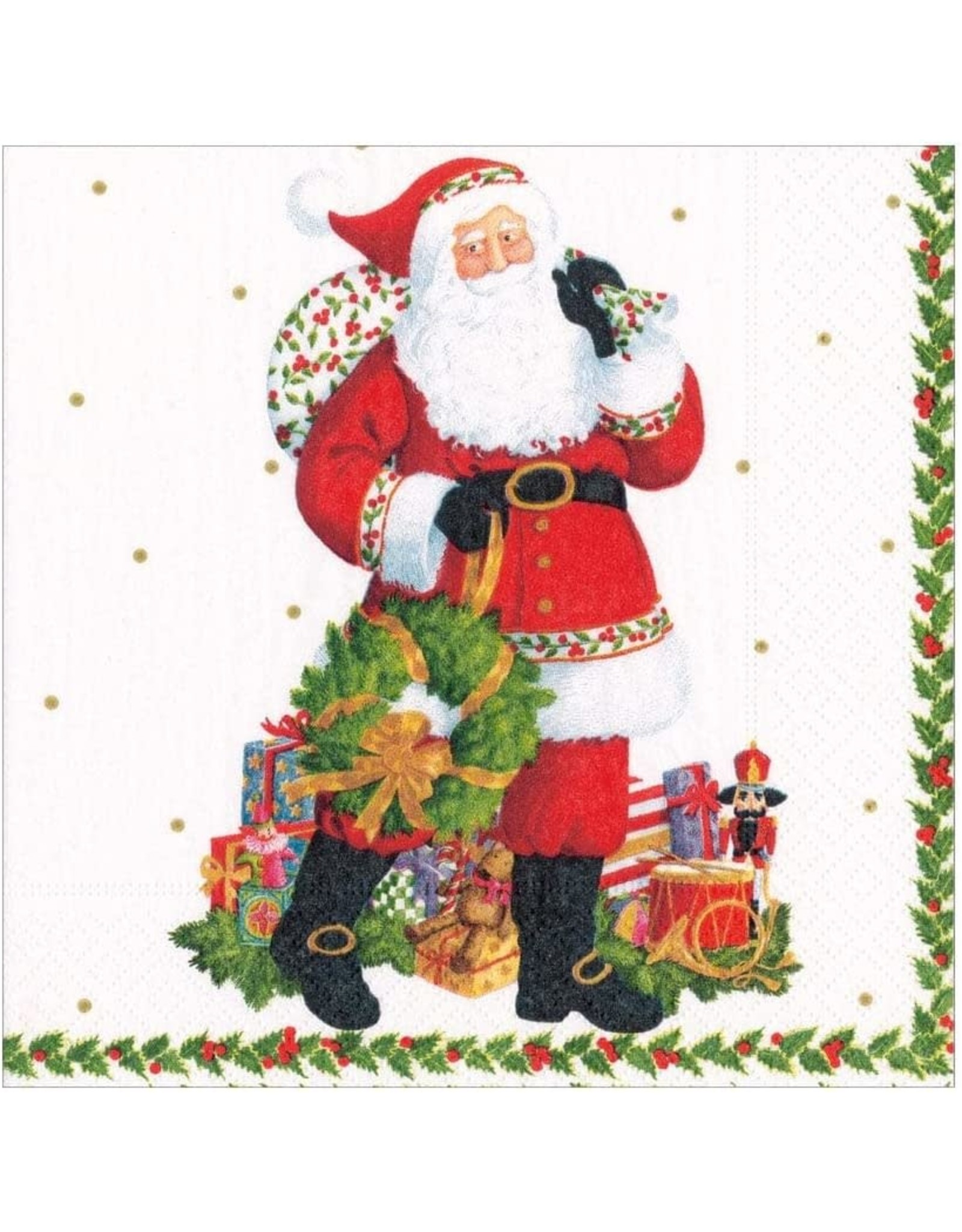 Caspari Christmas Paper Luncheon Napkins 20pk Jolly St. Nick