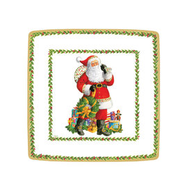 Caspari Christmas Jolly St. Nick Paper Salad Dessert Plates 8pk Square