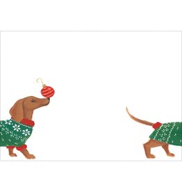 Caspari Self-Adhesive Labels Name Tags 12pk Christmas Dachshund