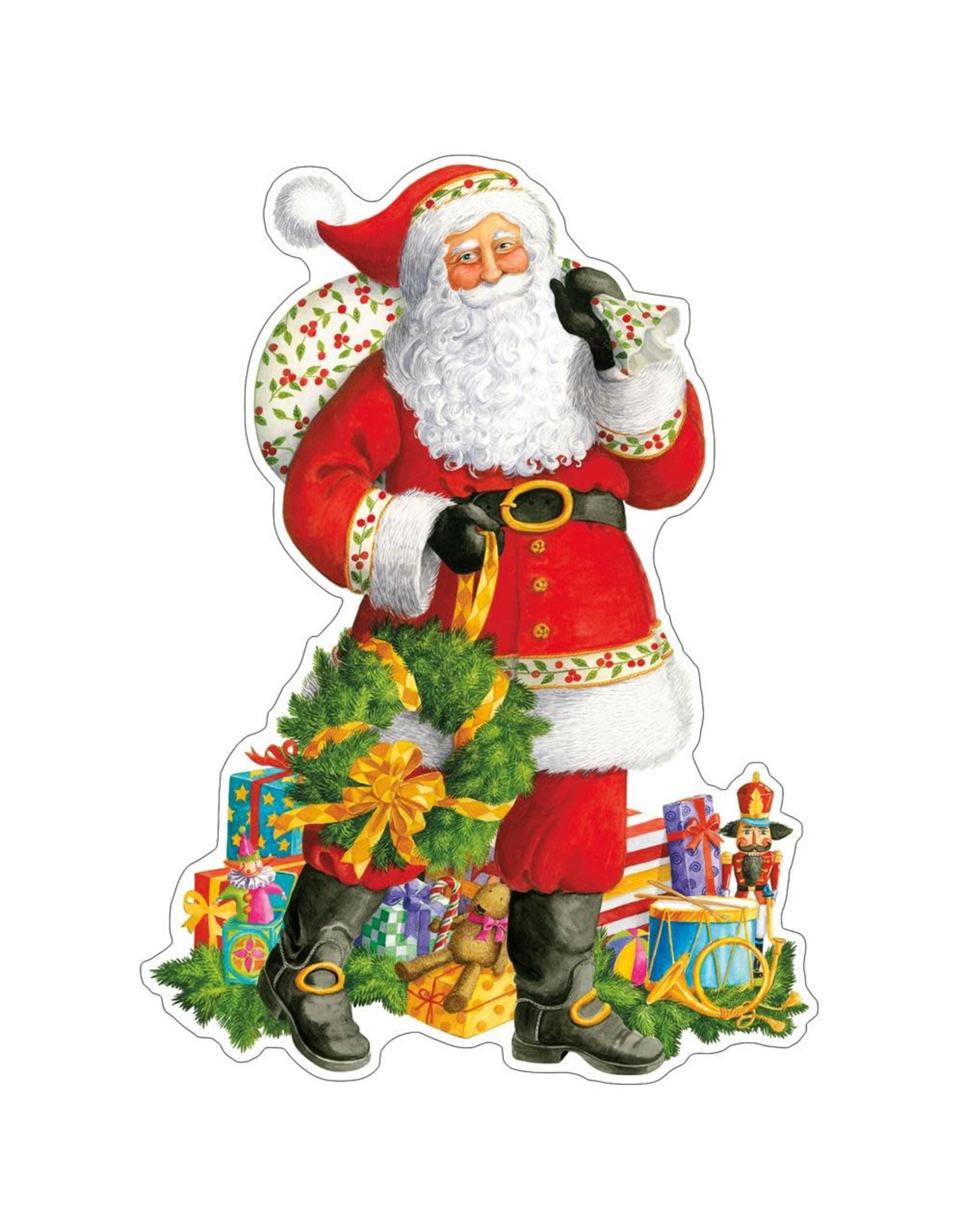 Caspari Ornament Gift Tags 4pk Die-Cut Christmas Santa Jolly St Nick