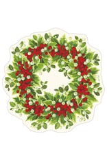 Caspari Ornament Gift Tags 4pk Die-Cut Christmas Holly & Berry Wreath