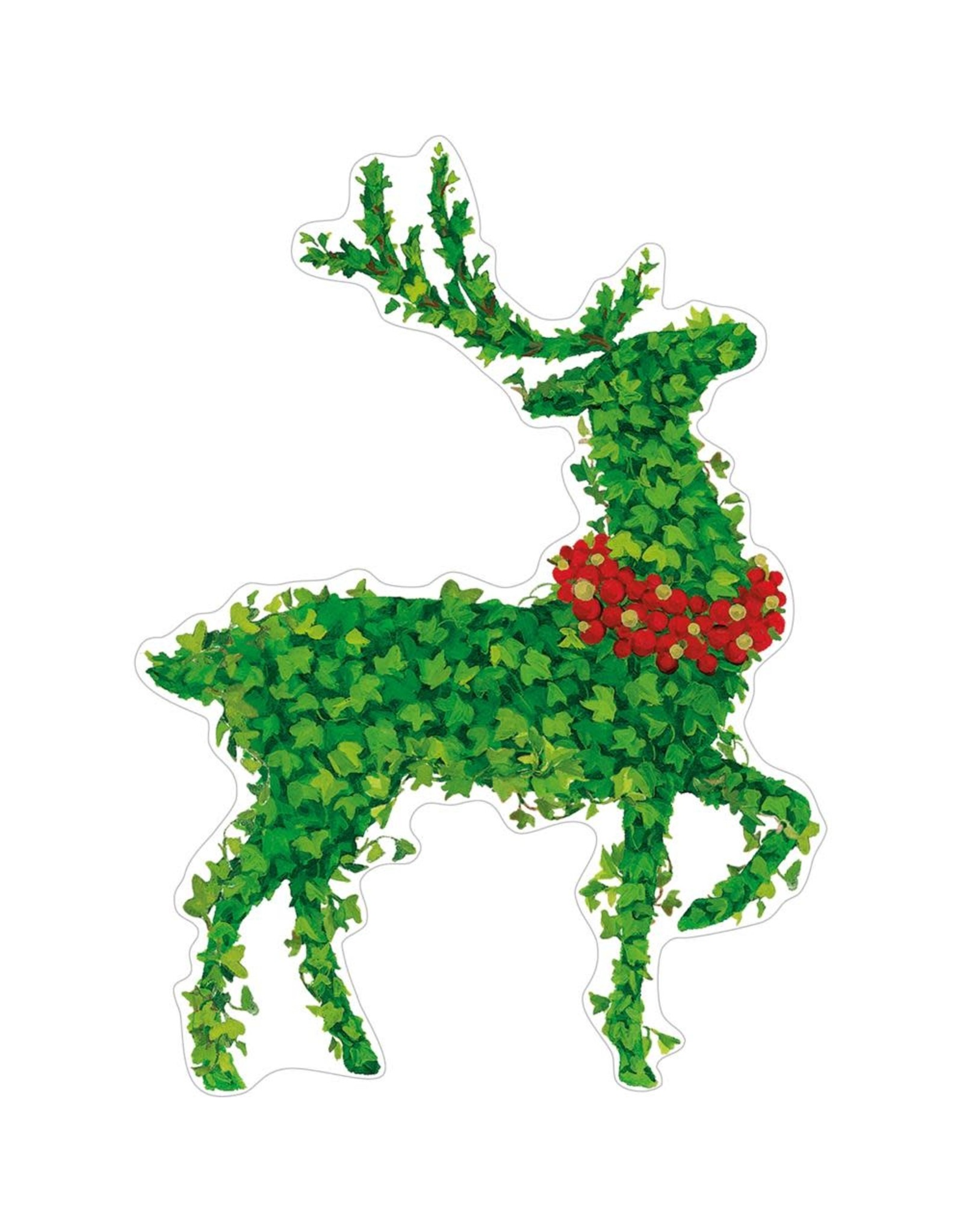 Caspari Ornament Gift Tags 4pk Die-Cut Christmas Stag Topiary