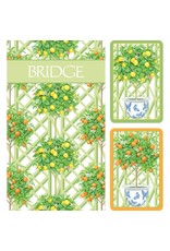 Caspari Bridge Gift Set w 2 Card Decks 2 Score Pads Citrus Topiaries