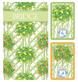 Caspari Bridge Gift Set Lg Type 2 Card Decks Score Pads Citrus Topiary