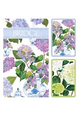 Caspari Bridge Gift Set w 2 Card Decks & 2 Score Pads Hydrangeas