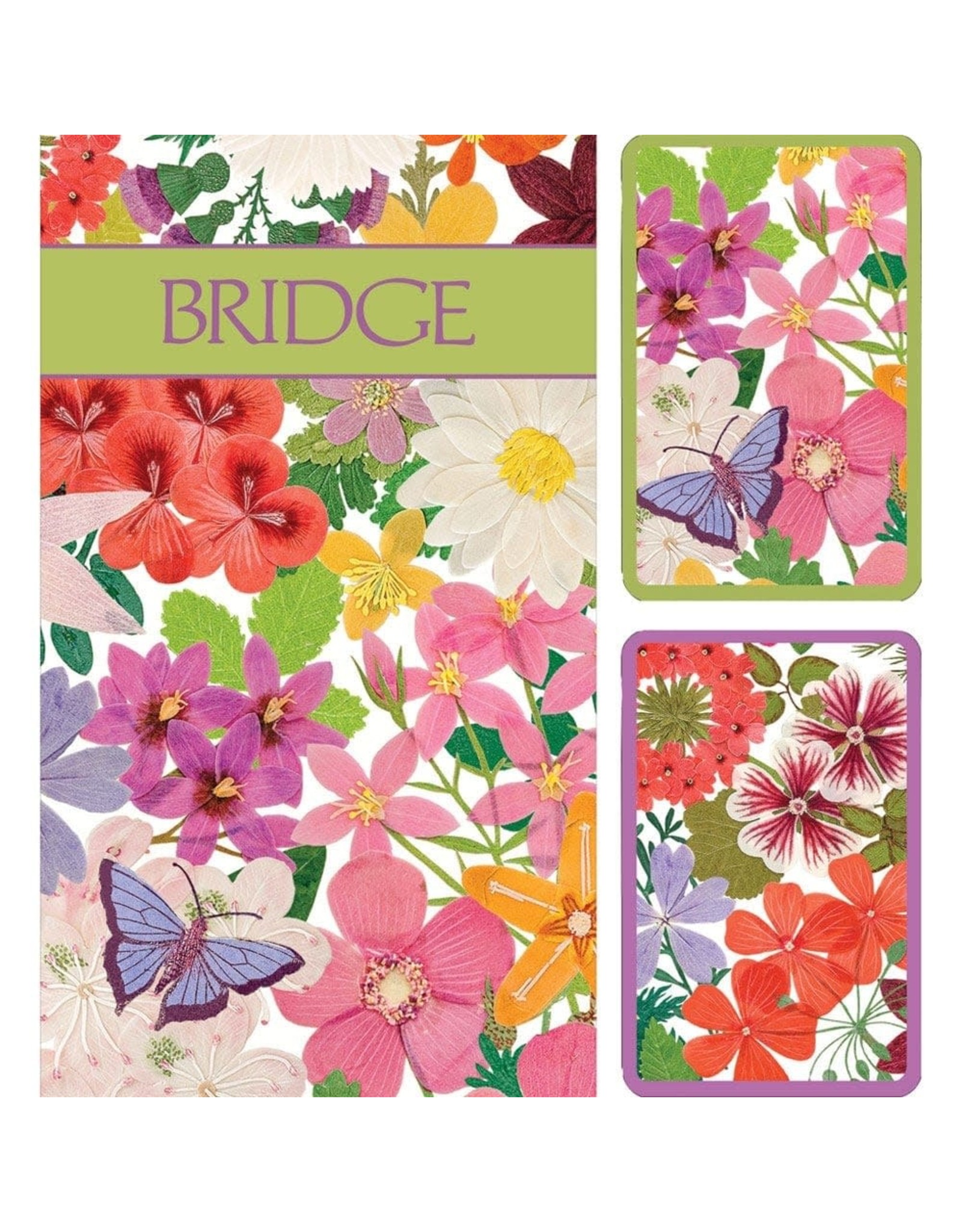 Caspari Bridge Gift Set w 2 Card Decks & 2 Score Pads Halsted Floral
