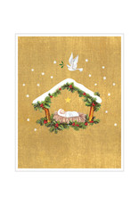 Caspari Boxed Christmas Cards 16pk Creche and Dove