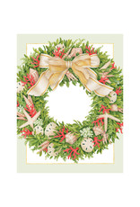 Caspari Boxed Christmas Cards 16pk Seashell Wreath