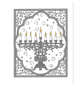 Caspari Boxed Christmas Cards Embossed 10pk Menorah