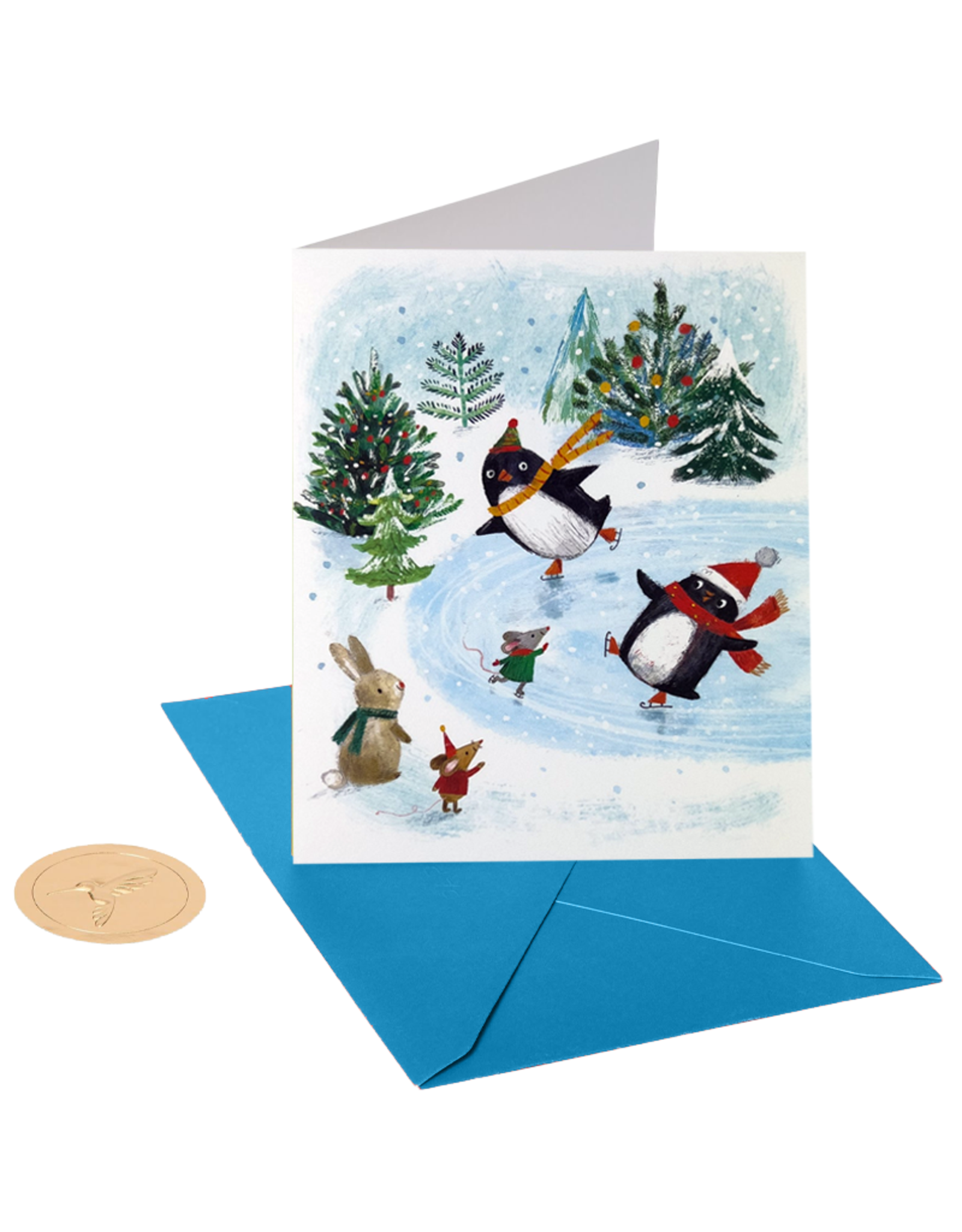PAPYRUS® Boxed Christmas Cards 20pk Ice Skating Penguins at Play
