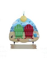 Kurt Adler Adirondack Beach Chairs Viewing Ocean Ornament 3.5 inch