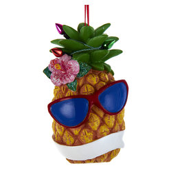 Kurt Adler Pineapple with Sunglasses Tropical Christmas Ornament
