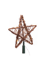 Kurt Adler Christmas Tree Topper Rattan Star Treetop 10” W LED Lights