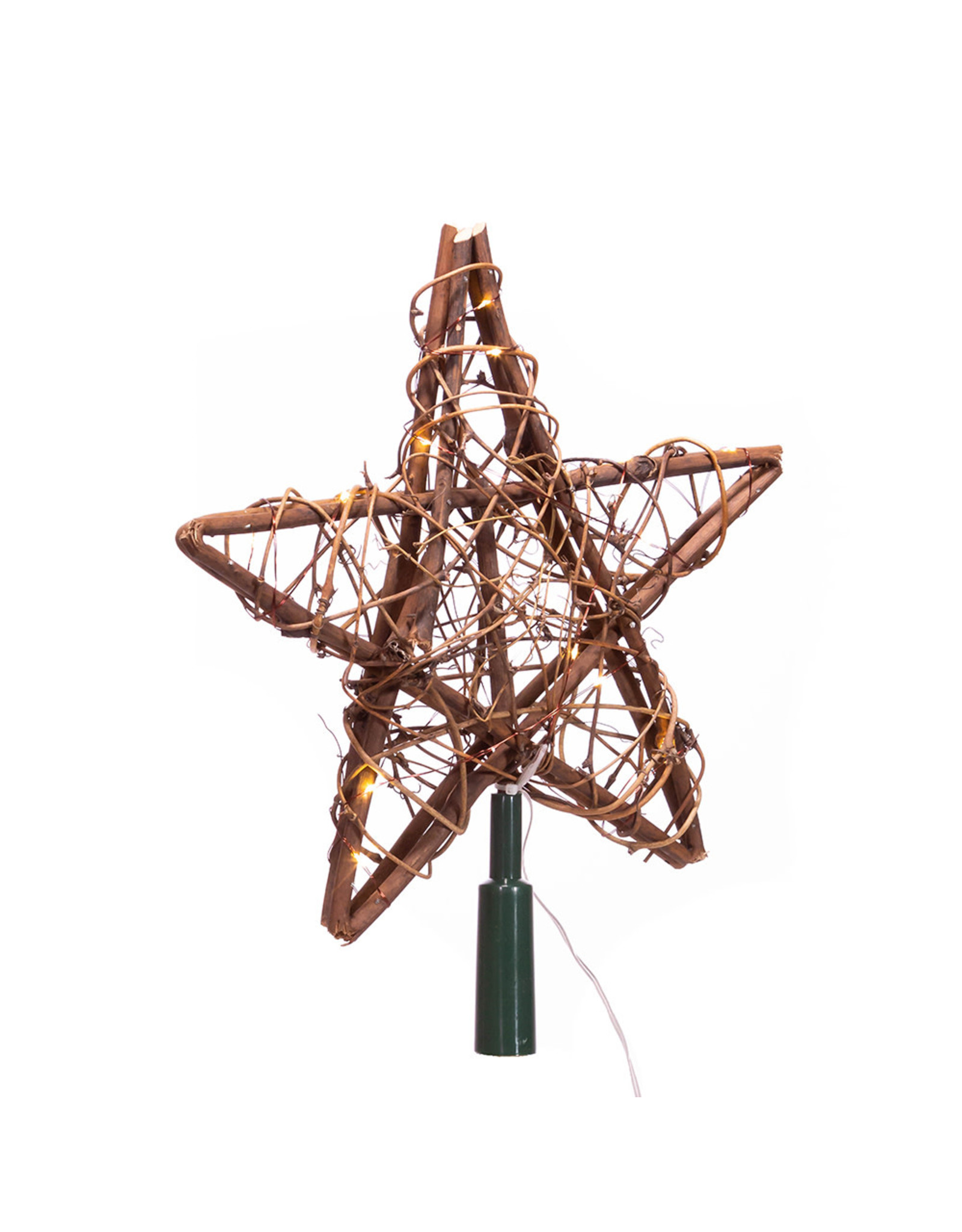 Kurt Adler Christmas Tree Topper Rattan Star Treetop 10” W LED Lights
