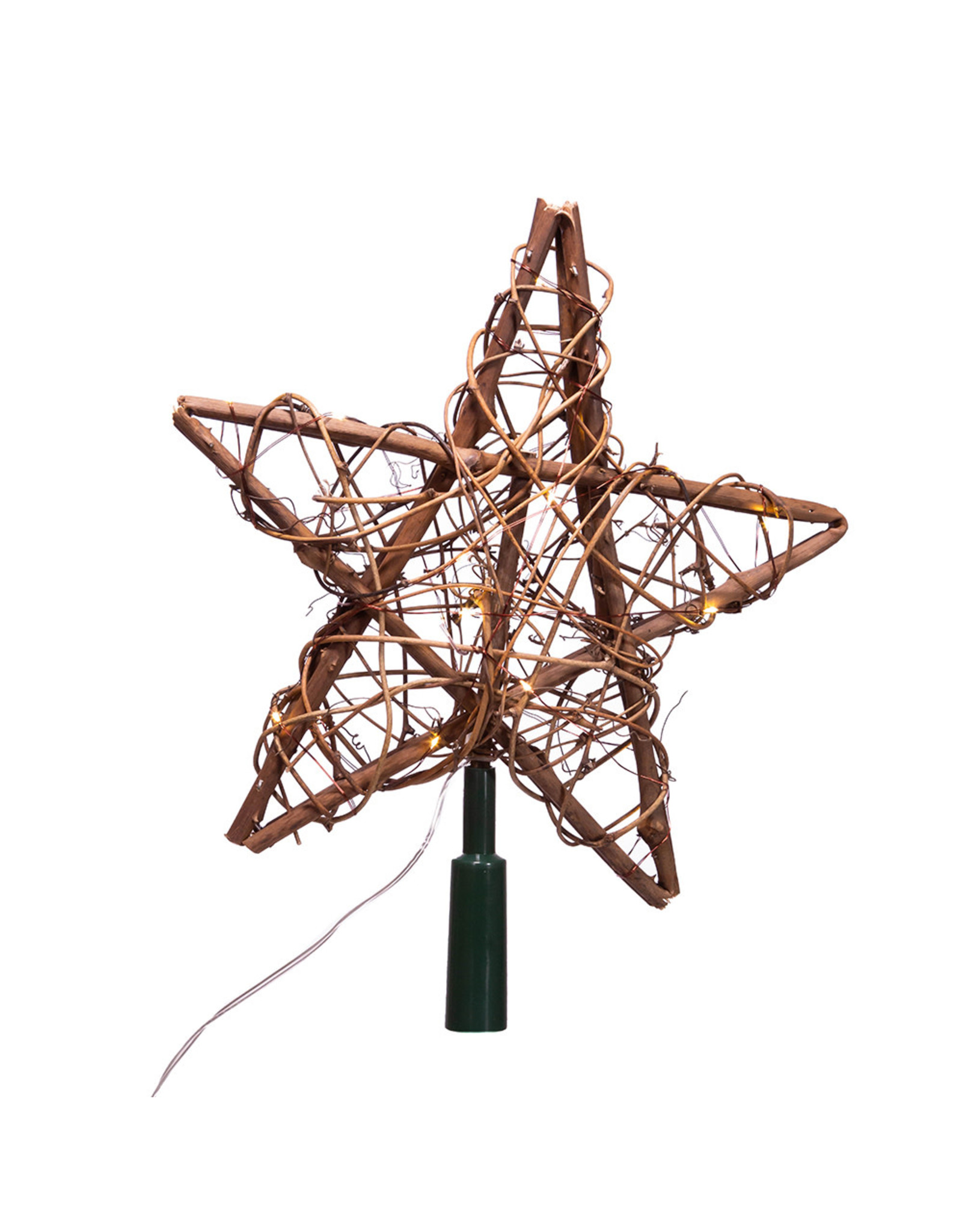 Kurt Adler Christmas Tree Topper Rattan Star Treetop 10” W LED Lights