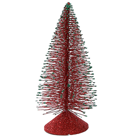Kurt Adler Miniature Glittered Christmas Tree Tabletop Decor 6" Red