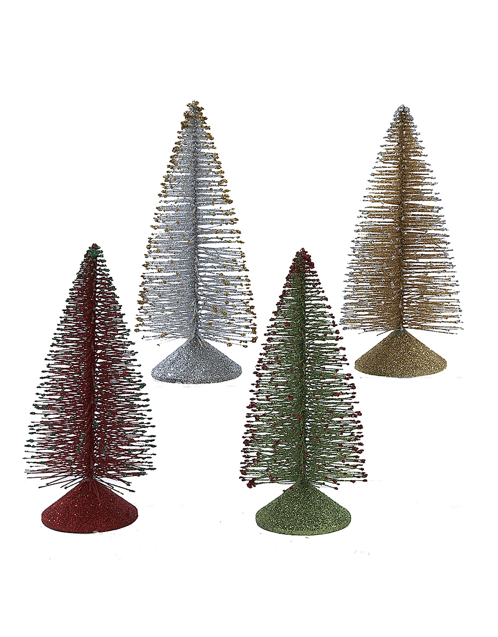 Kurt Adler Miniature Glittered Christmas Tree Tabletop Decor 4 Asst