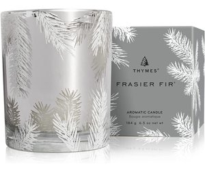 Thymes Frasier Fir Statement Candle 6.5 Oz Silver Pine Needle