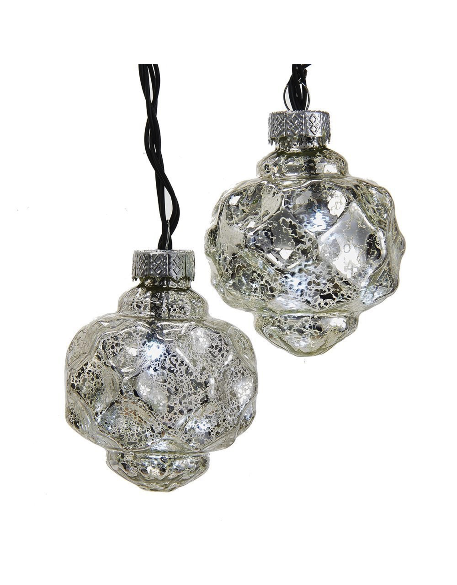 Kurt Adler Battery-Operated LED 10L 2.35in Silver Lantern Balls