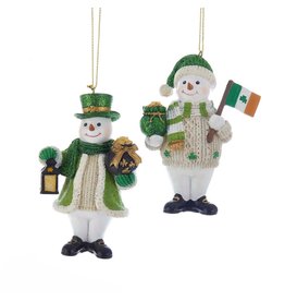 Kurt Adler Irish Snowman Ornaments Set of 2 Assorted