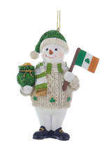 Kurt Adler Irish Snowman Ornament With Flag