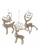 Kurt Adler Golden Elegance Glittered Deer Ornaments 3 Assorted