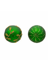 Kurt Adler Gold and Emerald Green 80mm Glass Ball Ornaments 6pc Set