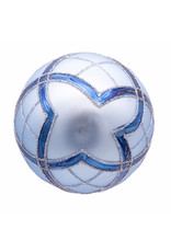 Kurt Adler Plaid Navy and Matte Blue 80mm Glass Ball Ornaments 6pc Set