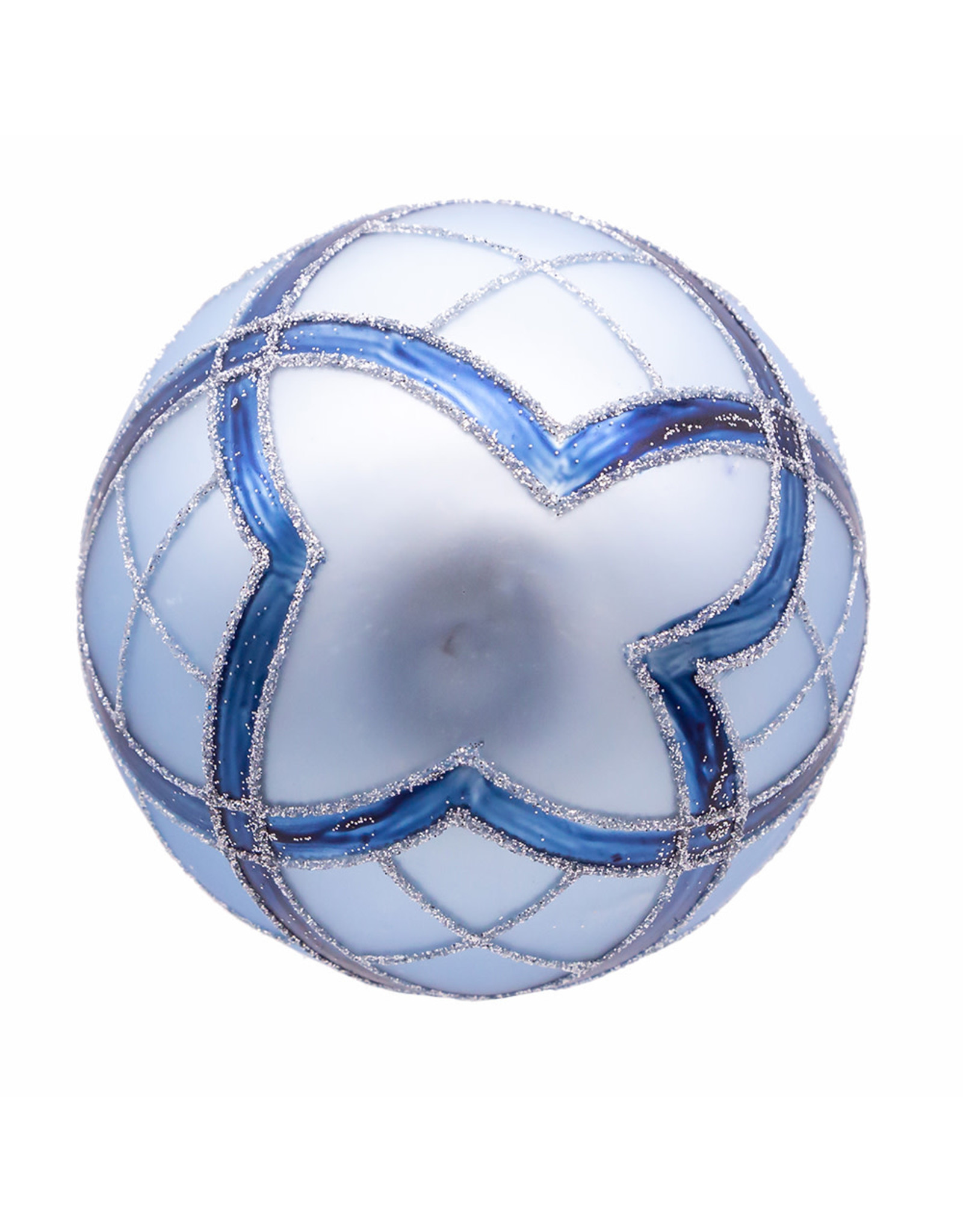 Kurt Adler Plaid Navy and Matte Blue 80mm Glass Ball Ornaments 6pc Set
