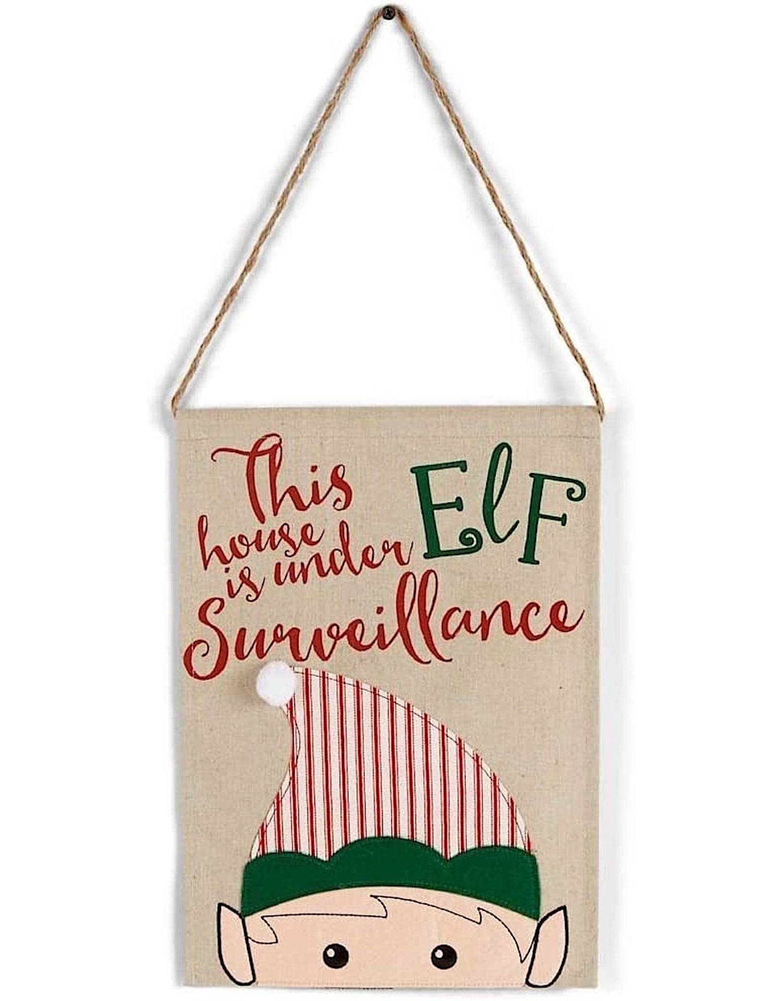 Mud Pie This House is Under Elf Surveillance Christmas Door Hanger 14x10 inch