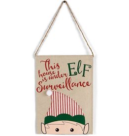 Mud Pie This House is Under Elf Surveillance Christmas Door Hanger 14x10 inch