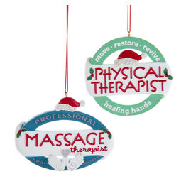 Kurt Adler Massage & Physical Therapist Christmas Ornaments 2 Assorted