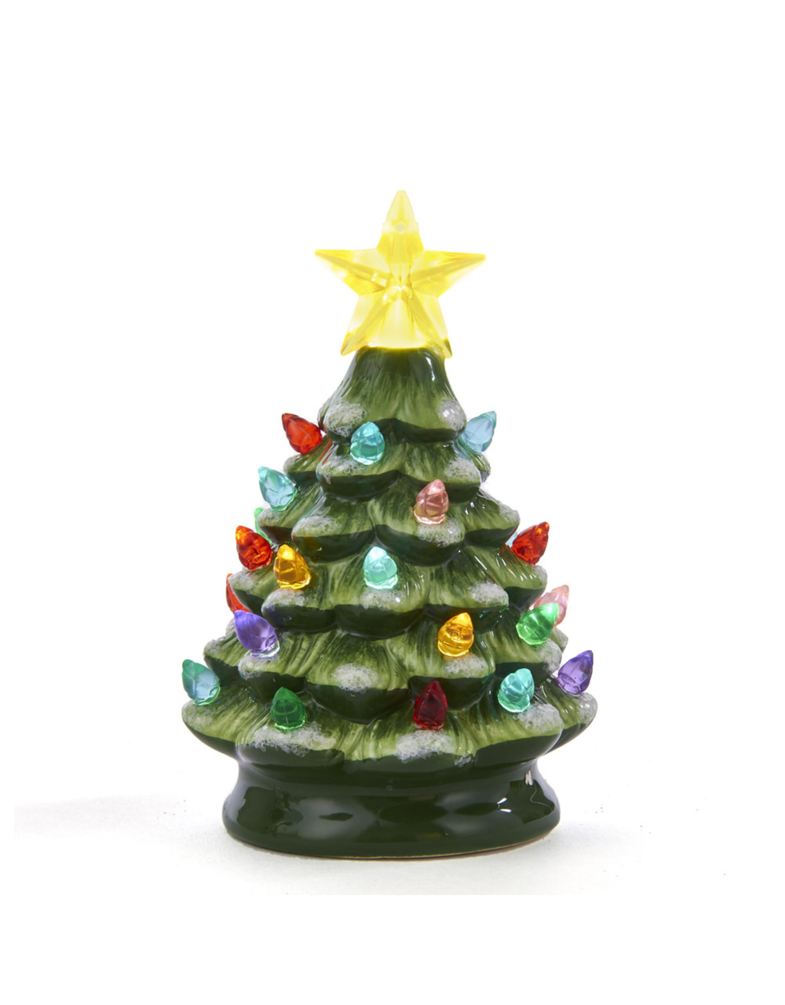 Kurt Adler Ceramic Green Christmas Tree LED Lights Battery-Operated