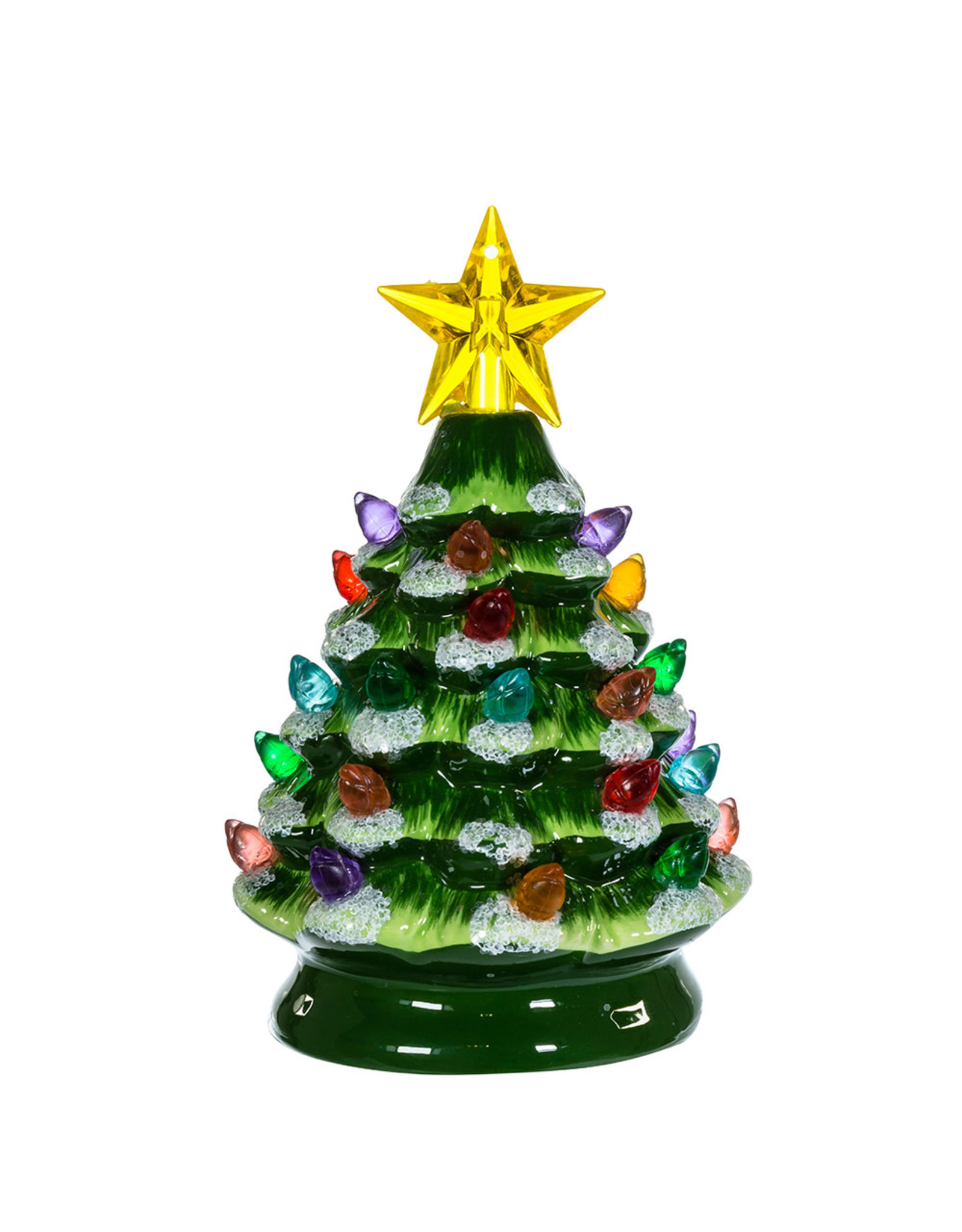 Kurt Adler Ceramic Green Christmas Tree LED Lights Battery-Operated