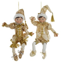 Kurt Adler Elves KSA Kringles Ivory Gold Elf Ornament 2 Assorted 15”